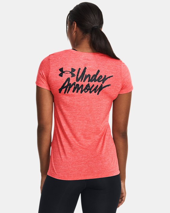 Women's UA Tech™ Twist Graphic Short Sleeve in Red image number 1